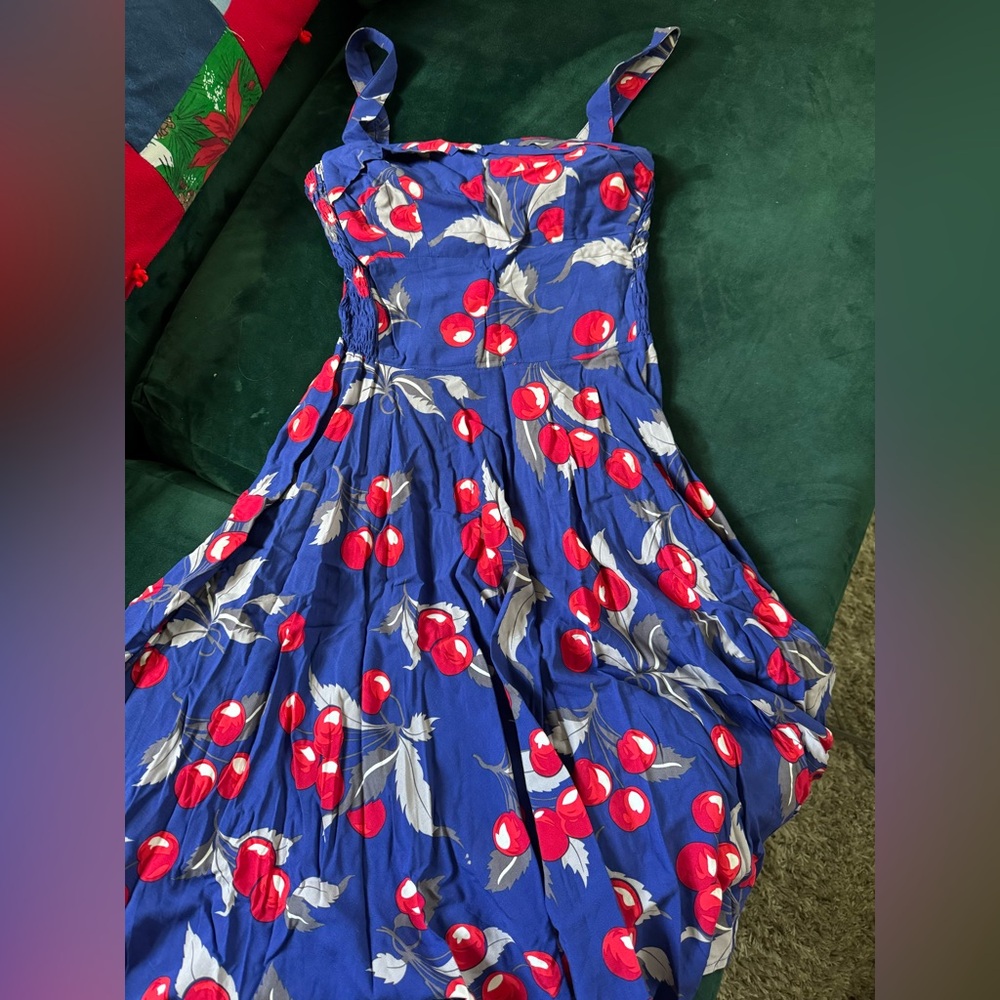 Trashy Diva Blue Cherry Print Midi Dress